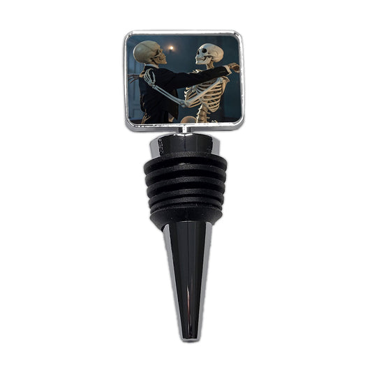 Dancing Skeleton Couple Halloween Wine Bottle Stopper