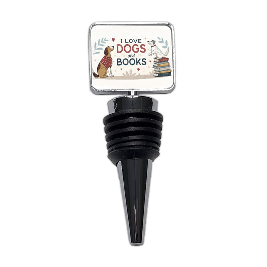 Dogs Books Love Reading Wine Bottle Stopper