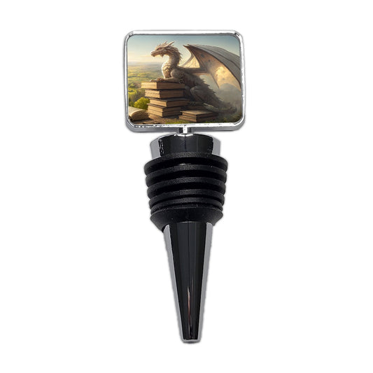 Dragon Books Reading Mountaintop Wine Bottle Stopper