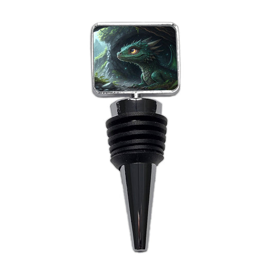 Fantasy Dragon Cave Scene Wine Bottle Stopper