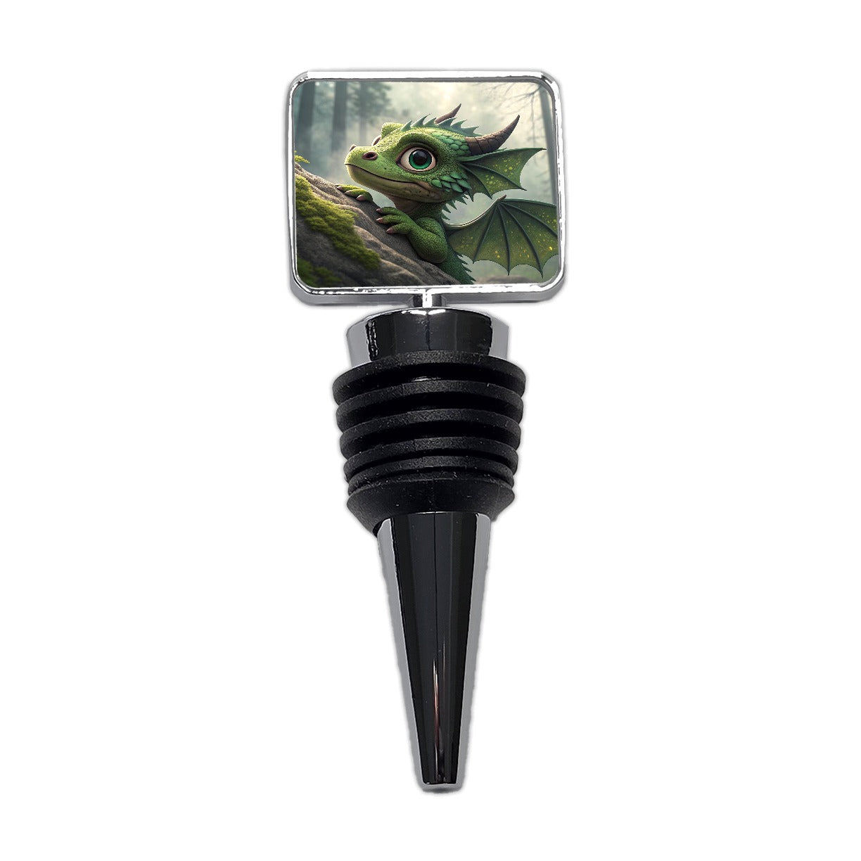 Fantasy Dragon Forest Scene Wine Bottle Stopper