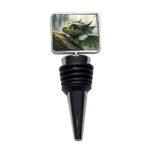 Fantasy Dragon Forest Scene Wine Bottle Stopper