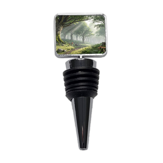 Foggy Woodland Forest Landscape Wine Bottle Stopper