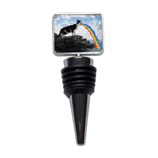 Funny Cat Rainbow Vomit Wine Bottle Stopper