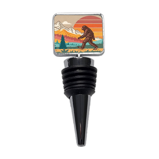 Funny Retro Sasquatch Bigfoot Walking Wine Bottle Stopper