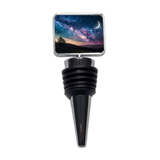 Galaxy Night Sky Crescent Moon Wine Bottle Stopper