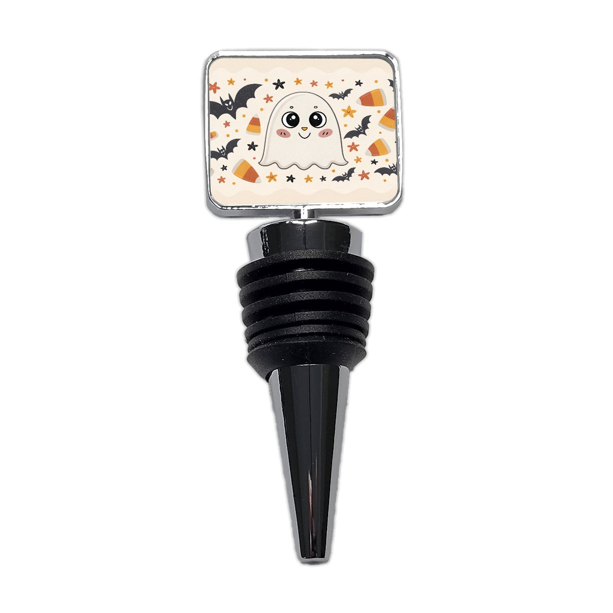 Halloween Ghost Candy Corn Pattern Wine Bottle Stopper