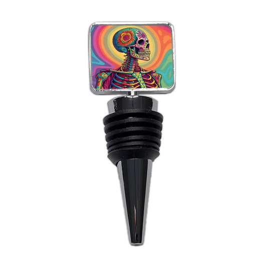 Halloween Psychedelic Skeleton Wine Bottle Stopper