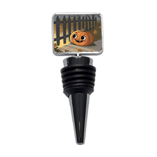 Halloween Pumpkin Jack O Lantern Fence Wine Bottle Stopper