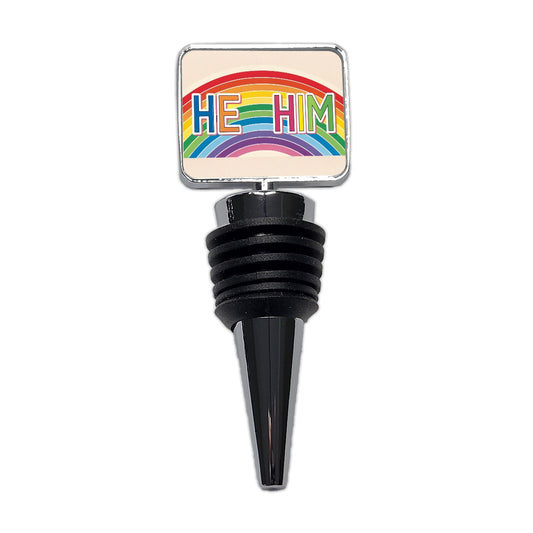 He Him Rainbow Love Pride Wine Bottle Stopper