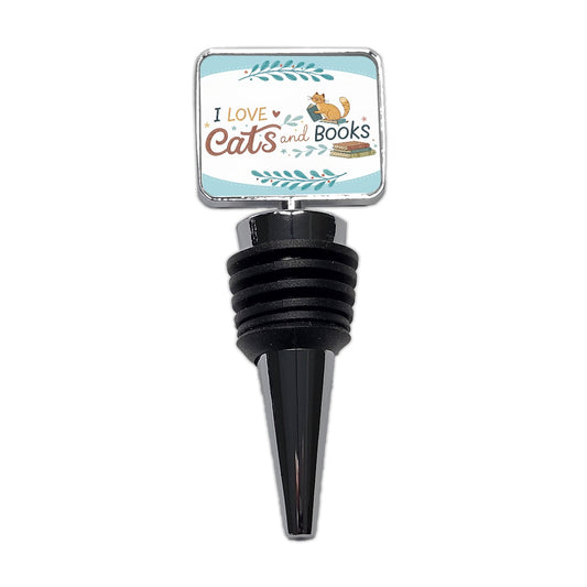 I Love Cats Books Reader Wine Bottle Stopper