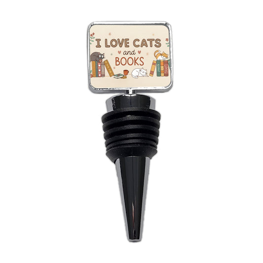 I Love Cats Books Sweet Wine Bottle Stopper