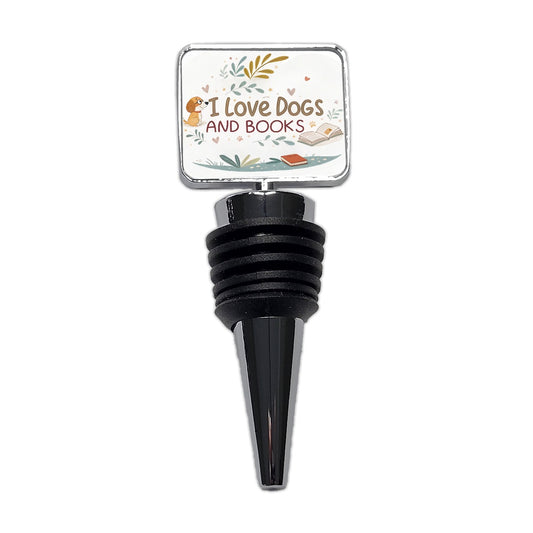 I Love Dogs Books Reading Wine Bottle Stopper