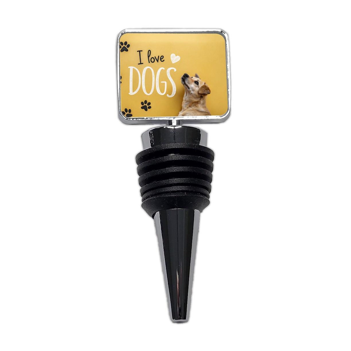 I Love Dogs Paw Prints Wine Bottle Stopper