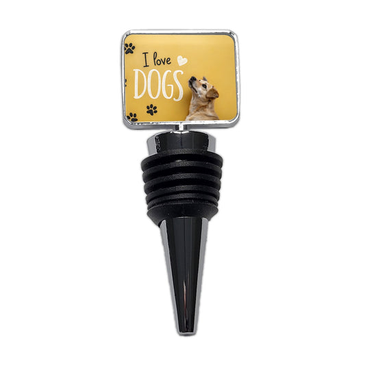I Love Dogs Paw Prints Wine Bottle Stopper