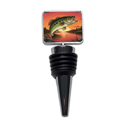 Largemouth Bass Trophy Fishing Sunset Wine Bottle Stopper