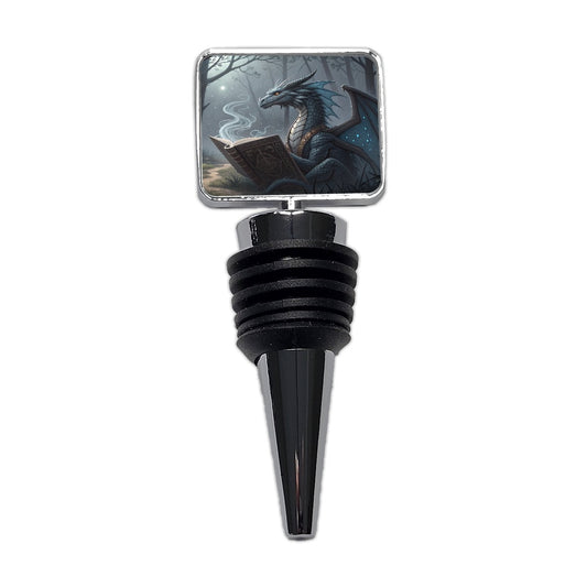 Misty Dragon Reading Book Wine Bottle Stopper