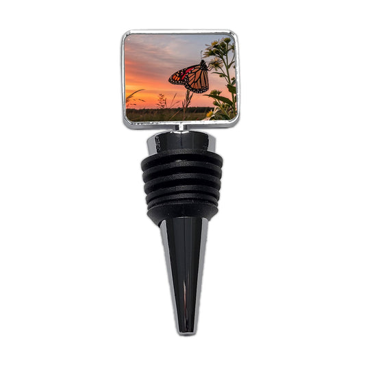 Monarch Butterfly At Sunset Wine Bottle Stopper