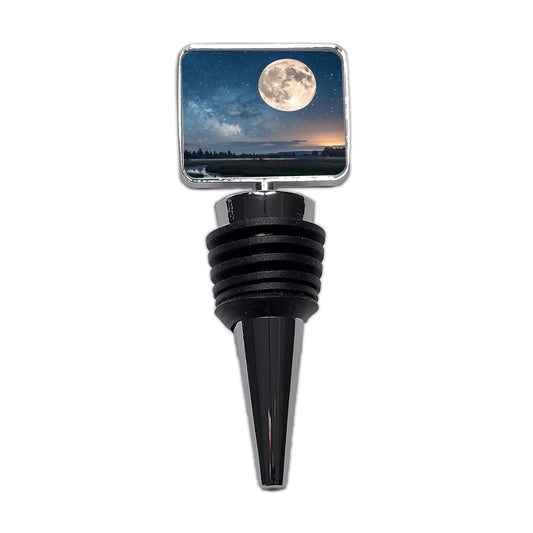 Moonlit River Night Landscape Wine Bottle Stopper