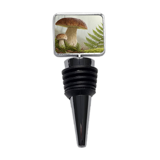 Mushroom Fern Botanical Art Wine Bottle Stopper