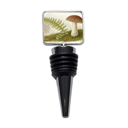 Mushroom Fern Nature Illustration Wine Bottle Stopper