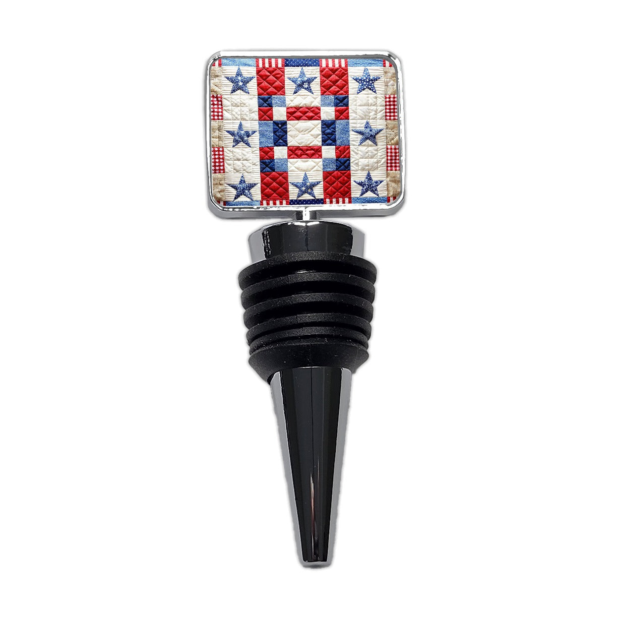 Patchwork Quilt Patriotic Wine Bottle Stopper