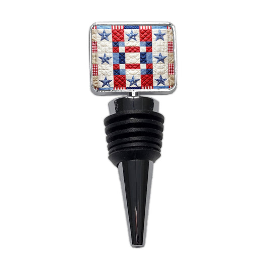 Patchwork Quilt Patriotic Wine Bottle Stopper