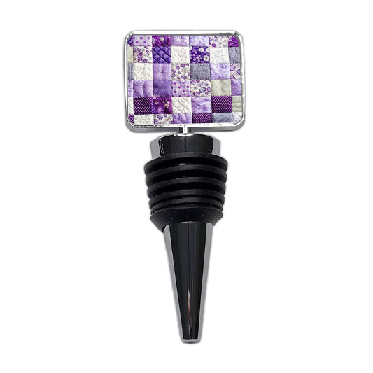Patchwork Quilt Purple Wine Bottle Stopper
