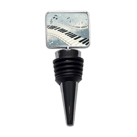 Piano Music Flowing Keys Wine Bottle Stopper