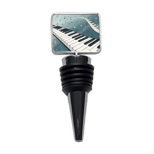 Piano Music Wave Wine Bottle Stopper