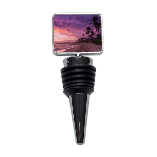 Purple Sunset On Beach Wine Bottle Stopper