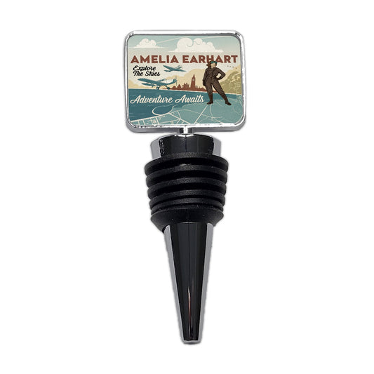 Retro Amelia Earhart Flight Adventure Wine Bottle Stopper