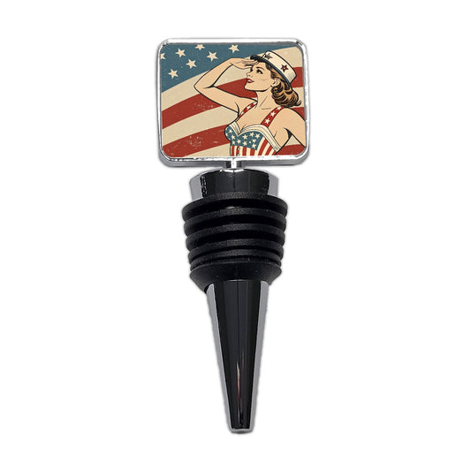 Retro Patriotic Sailor Pinup USA America Wine Bottle Stopper