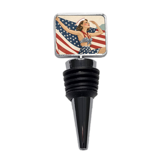 Retro Summer Sailor Pinup USA America Wine Bottle Stopper