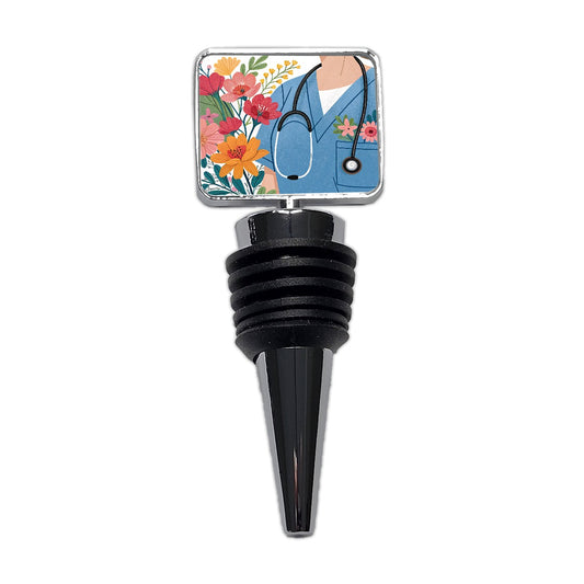 RN LVN Floral Nurse Wine Bottle Stopper