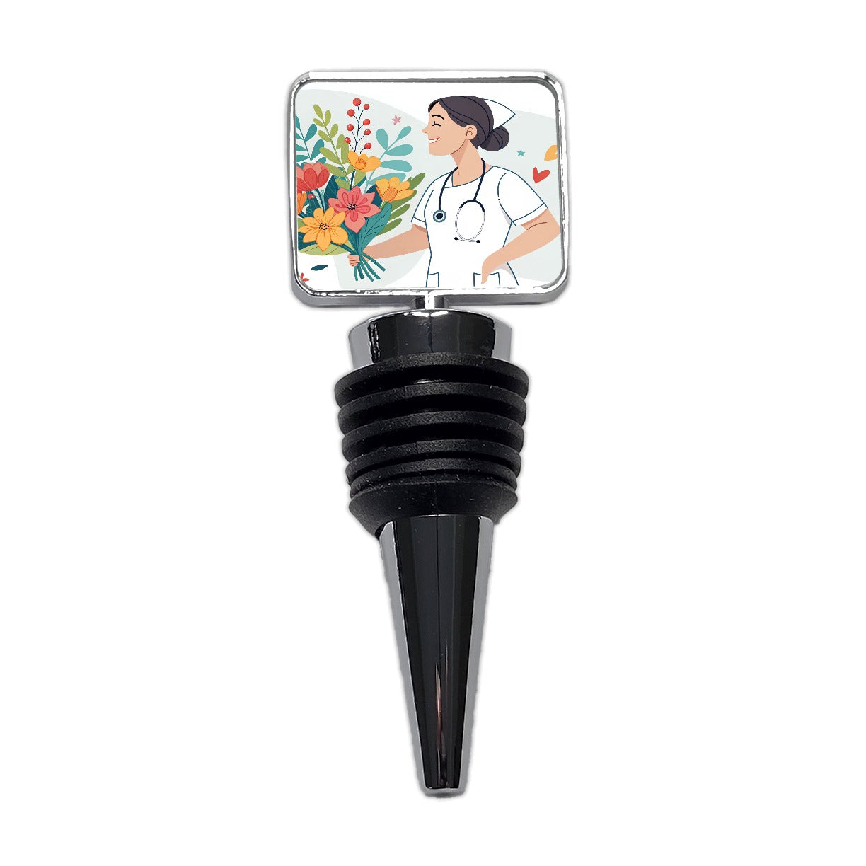 RN LVN Nurse Nursing Flowers Wine Bottle Stopper