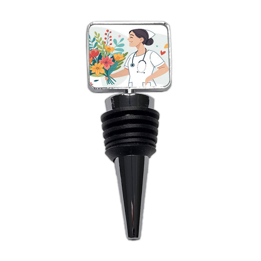 RN LVN Nurse Nursing Flowers Wine Bottle Stopper