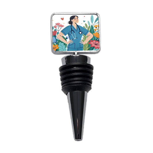 RN LVN Wildflower Nurse Wine Bottle Stopper