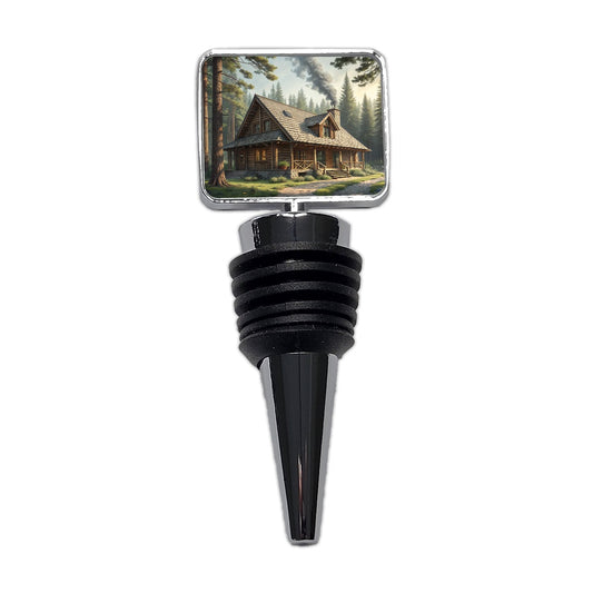 Rustic Hunting Lodge Log Cabin Wine Bottle Stopper