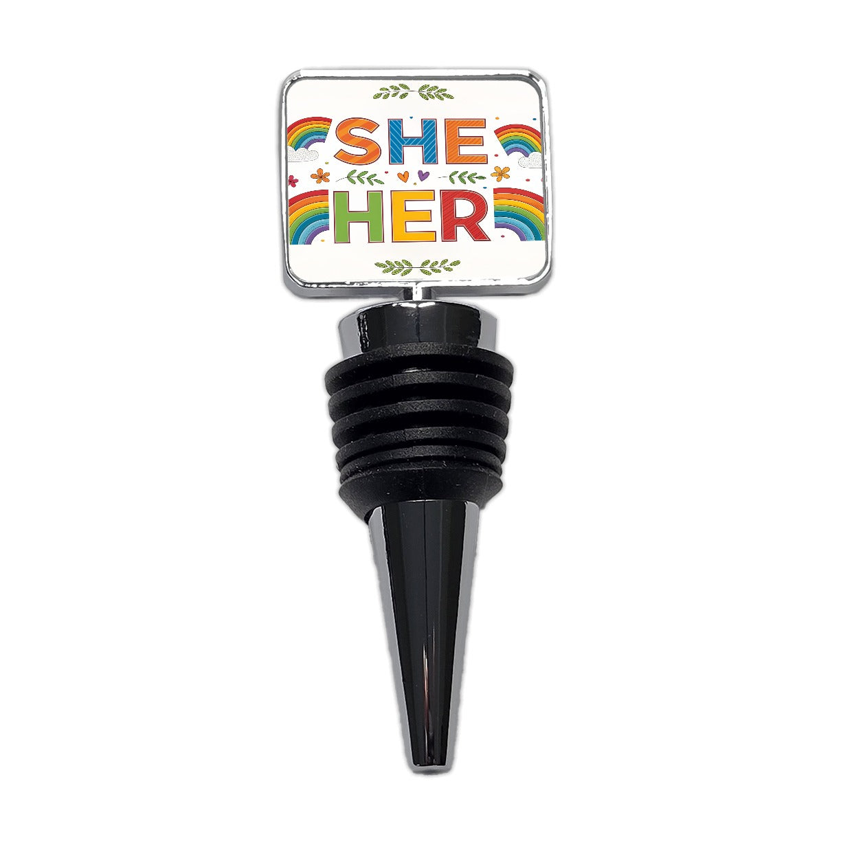 She Her Rainbow Pride Wine Bottle Stopper