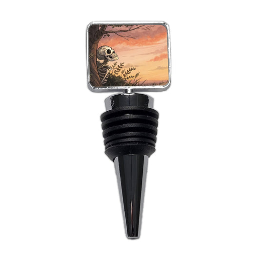 Skeleton Meadow Sunset Halloween Wine Bottle Stopper