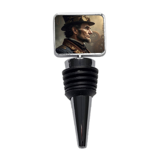 Steampunk Abraham Lincoln Portrait Wine Bottle Stopper