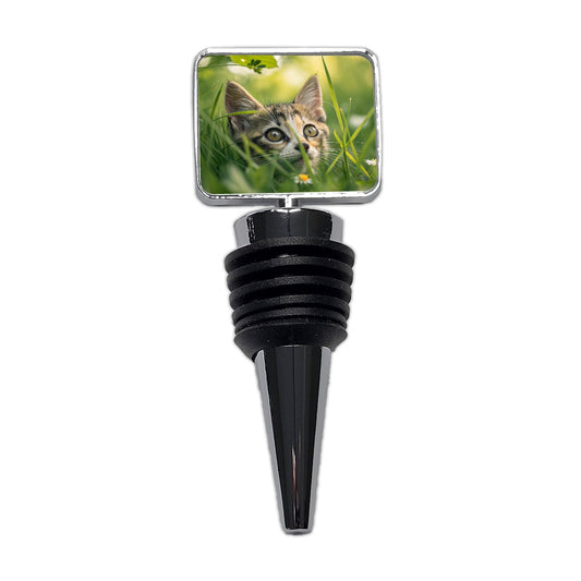 Tabby Cat In Nature Wine Bottle Stopper