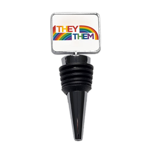 They Them Rainbow Pride Wine Bottle Stopper