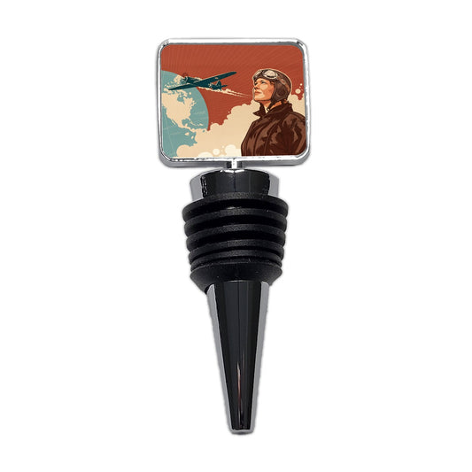Vintage Amelia Earhart Aviation Travel Wine Bottle Stopper