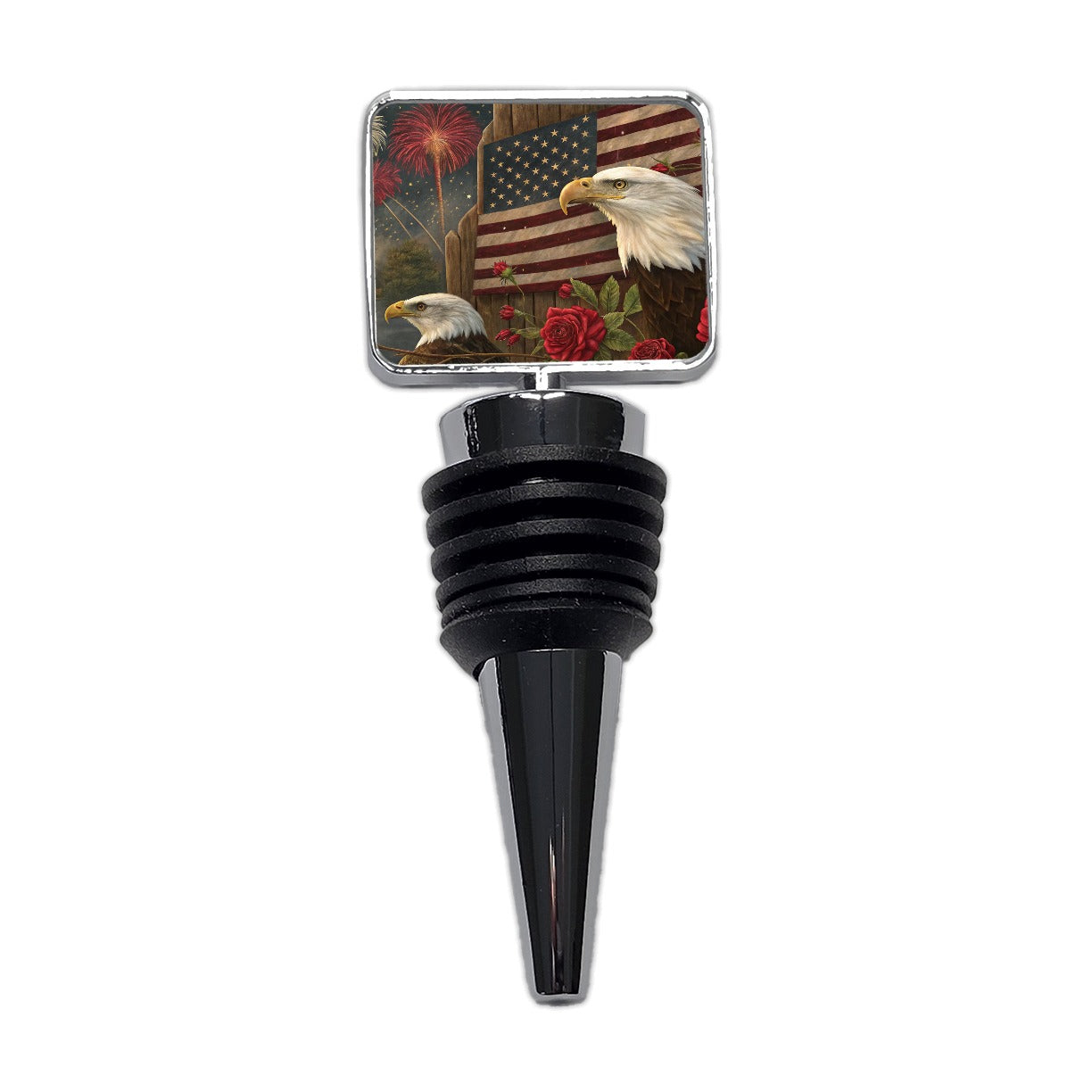 Vintage Americana Eagle Collage Patriotic Wine Bottle Stopper