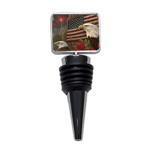 Vintage Americana Eagle Collage Patriotic Wine Bottle Stopper