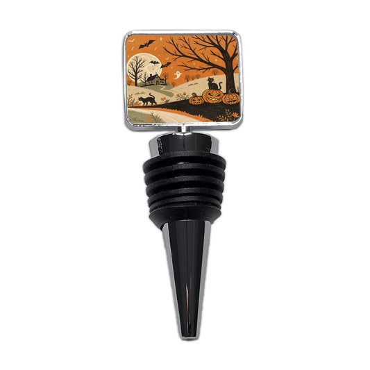 Vintage Halloween Black Cats Wine Bottle Stopper