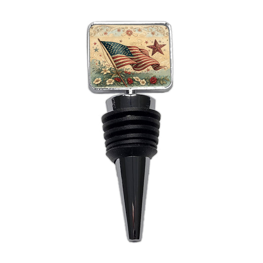 Vintage USA Flag Stars Patriotic Wine Bottle Stopper