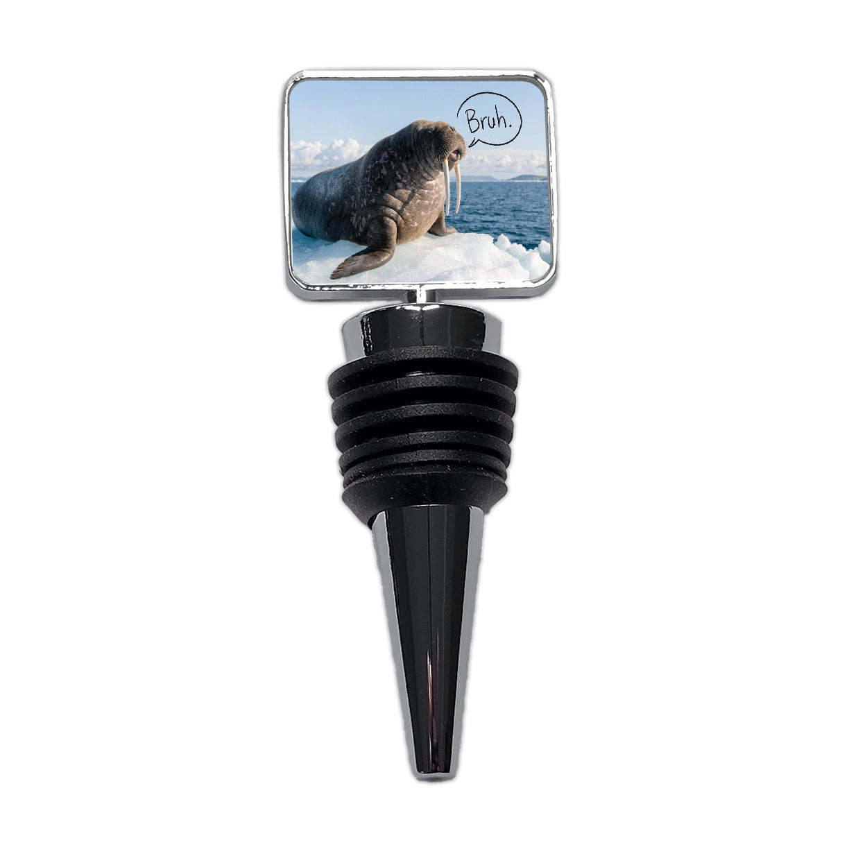 Walrus Saying Bruh Funny Wine Bottle Stopper